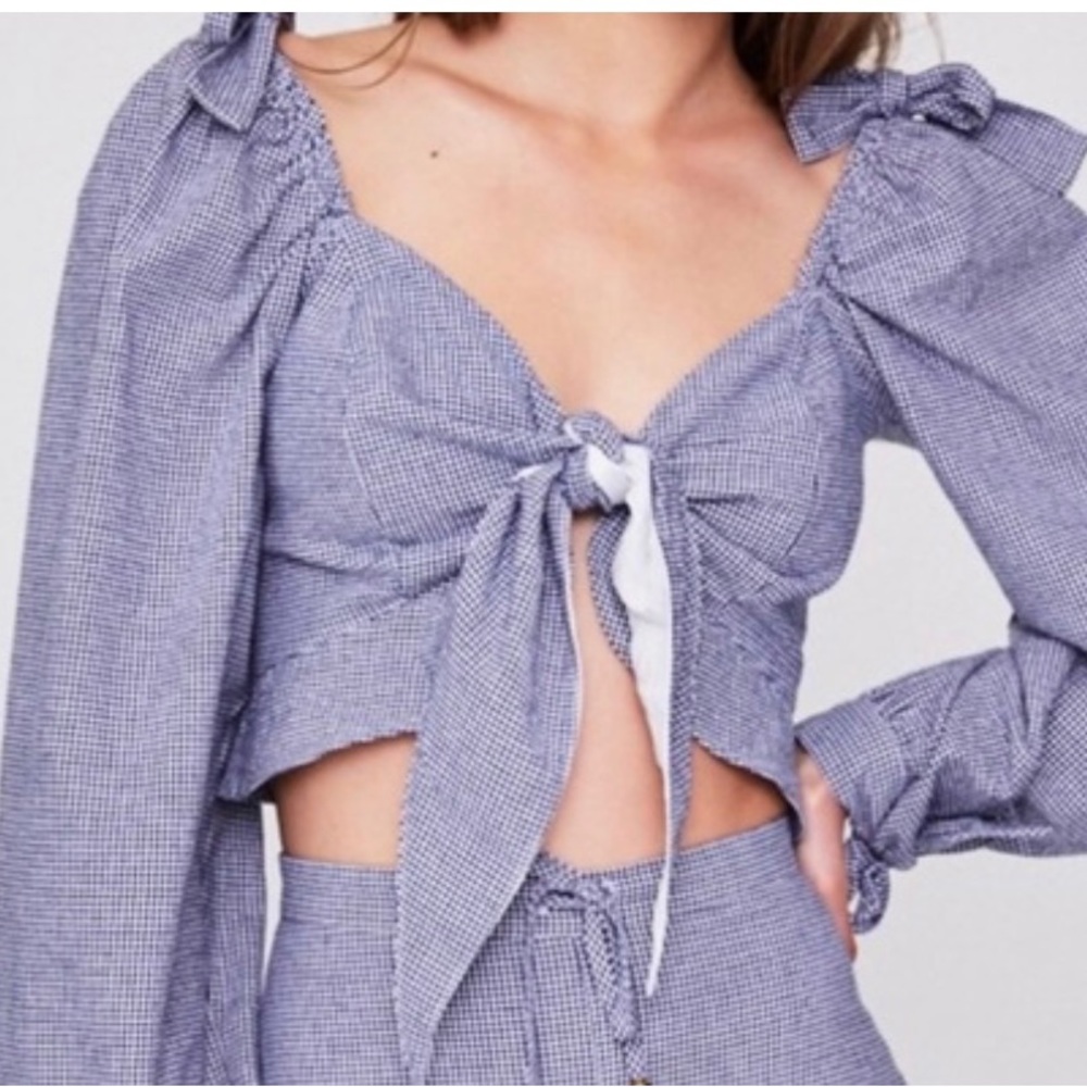 STONE COLD FOX - Kini Crop Blue Gingham Size 2 (M)